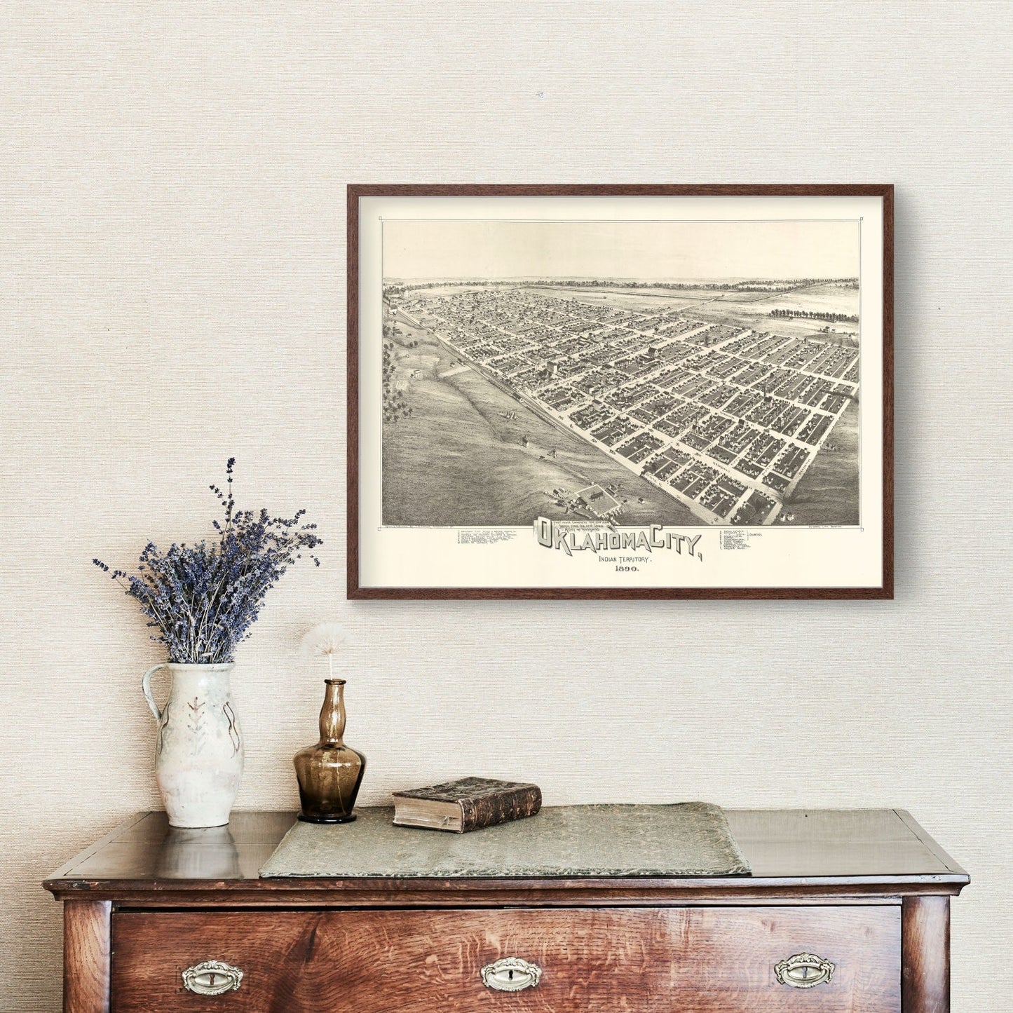 Vintage Map of Oklahoma City, Oklahoma, 1890