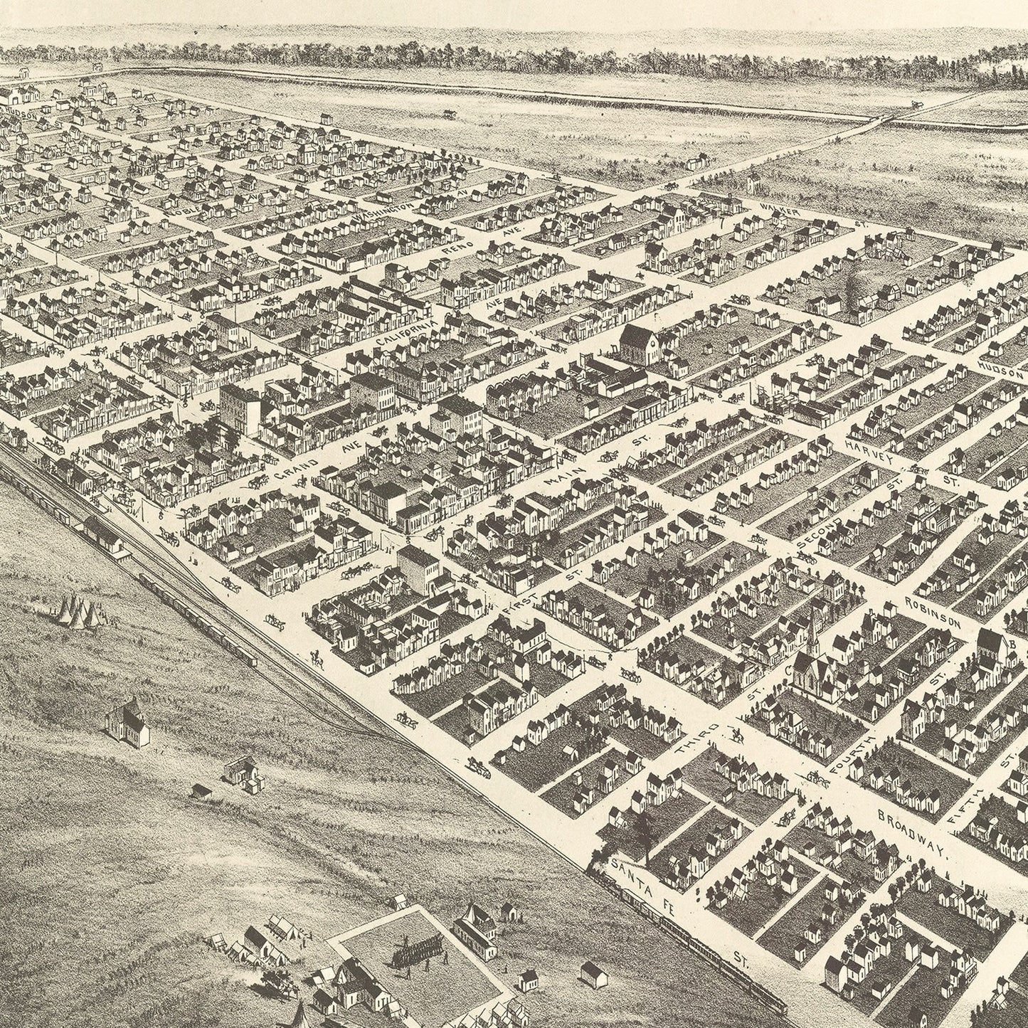 Vintage Map of Oklahoma City, Oklahoma, 1890