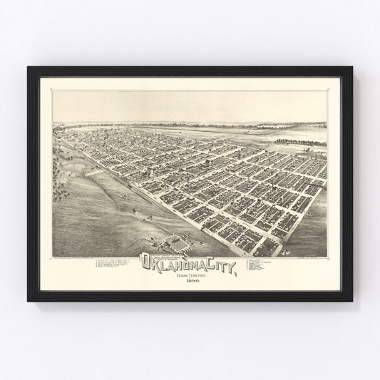 Vintage map of Oklahoma City, Oklahoma, 1890