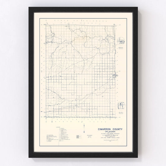 Vintage map of Cimarron County, Oklahoma, 1936
