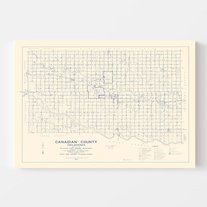 Vintage Map of Canadian County, Oklahoma, 1936