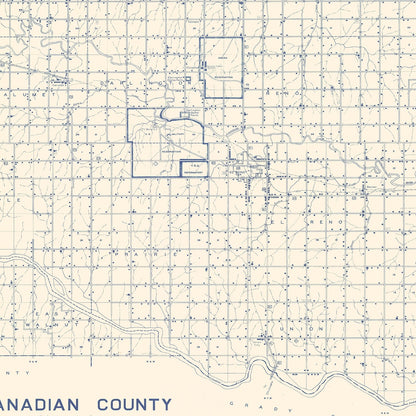 Vintage Map of Canadian County, Oklahoma, 1936