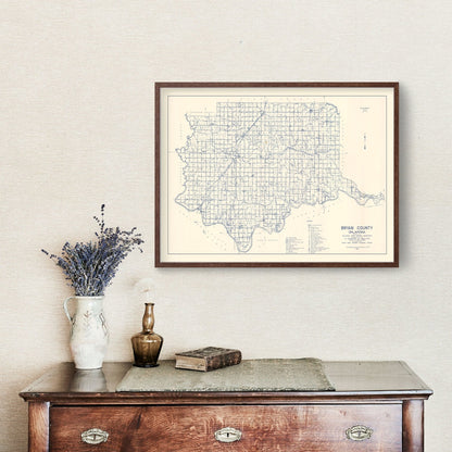 Vintage Map of Bryan County, Oklahoma, 1936