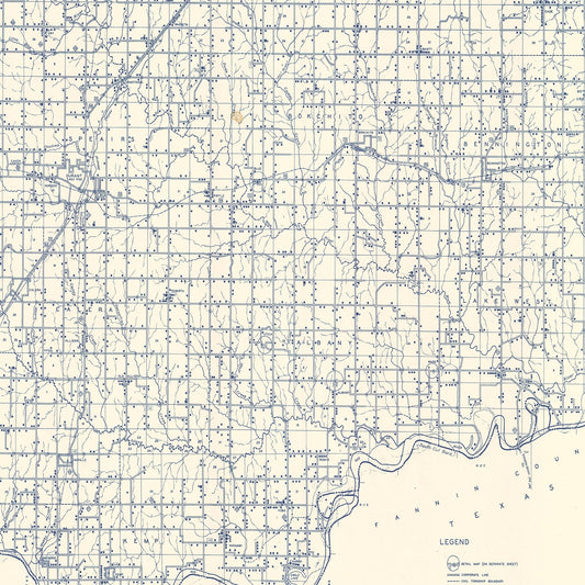 Vintage Map of Bryan County, Oklahoma, 1936