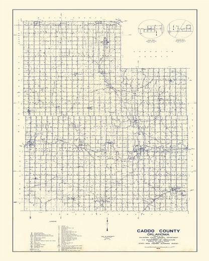 Vintage Map of Caddo County, Oklahoma, 1936 Wall Art