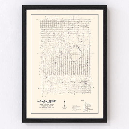 Vintage map of Alfalfa County, Oklahoma, 1936 - Dust Bowl era county survey print