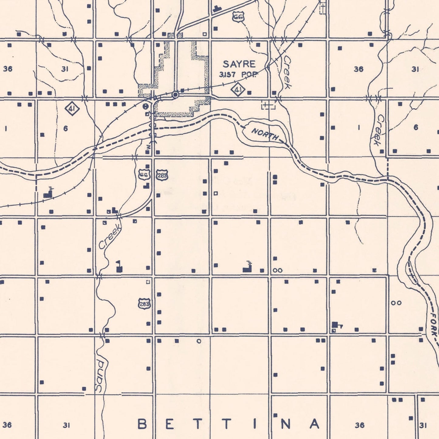 Vintage Map of Beckham County, Oklahoma, 1936