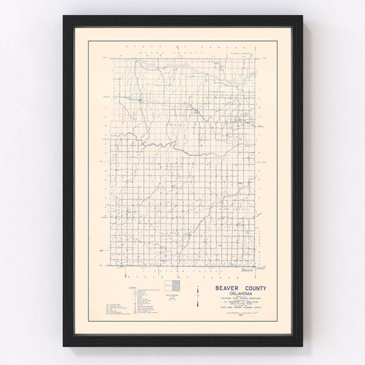 Vintage map of Beaver County, Oklahoma, 1936