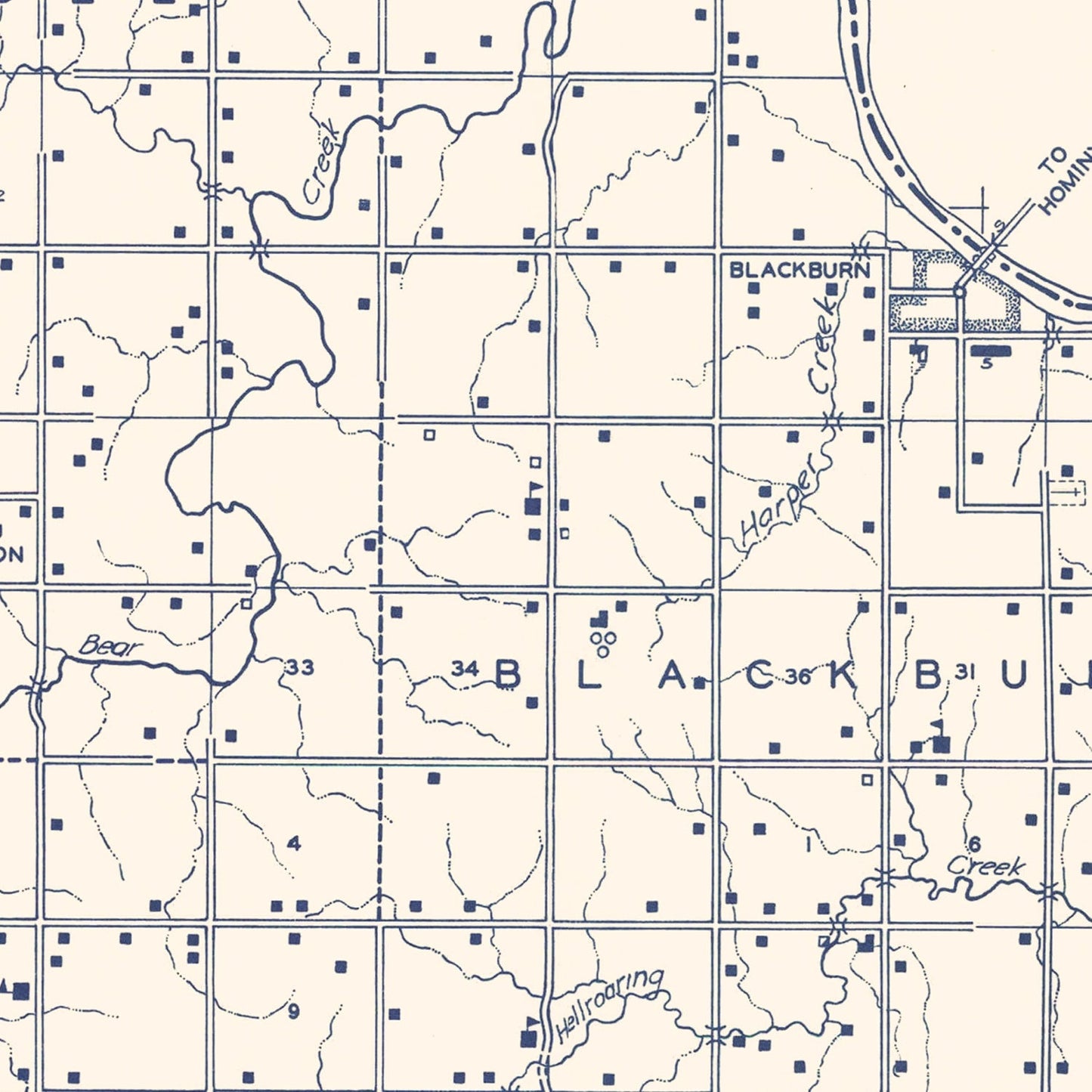 Vintage Map of Pawnee County, Oklahoma, 1936