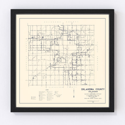Vintage map of Oklahoma County, Oklahoma, 1936