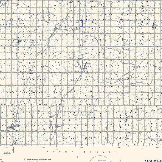 Vintage Map of Washita County, Oklahoma 1936