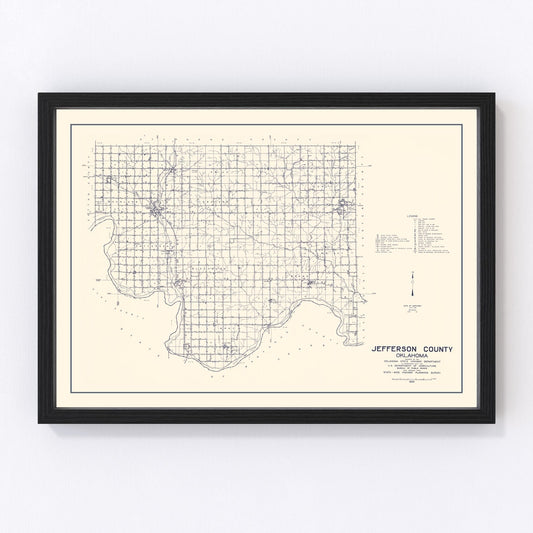 Vintage map of Jefferson County, Oklahoma, 1936