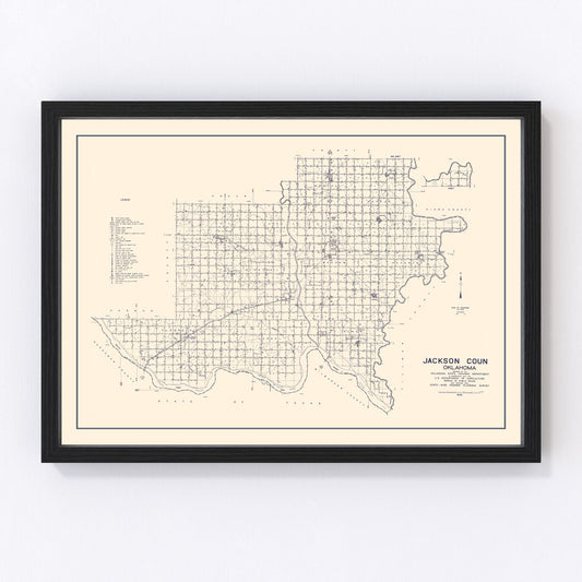 Vintage map of Jackson County, Oklahoma, 1936