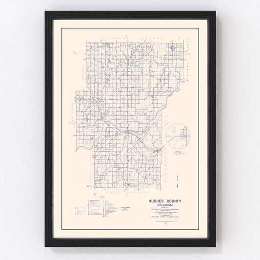 vintage map of Hughes County, Oklahoma, 1936