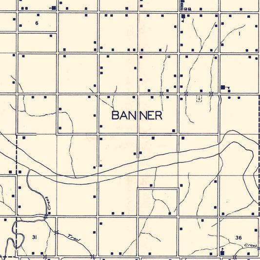 Vintage Map of Kingfisher County, Oklahoma, 1936