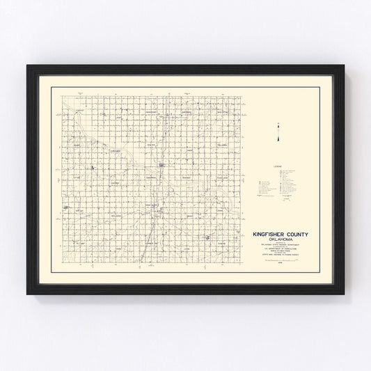 vintage map of Kingfisher County, Oklahoma, 1936
