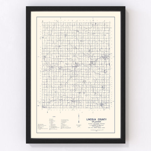 vintage map of Lincoln County, Oklahoma, Chandler and Stroud, 1936