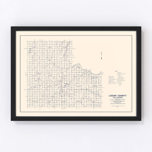 vintage map of Logan County, Oklahoma, 1936