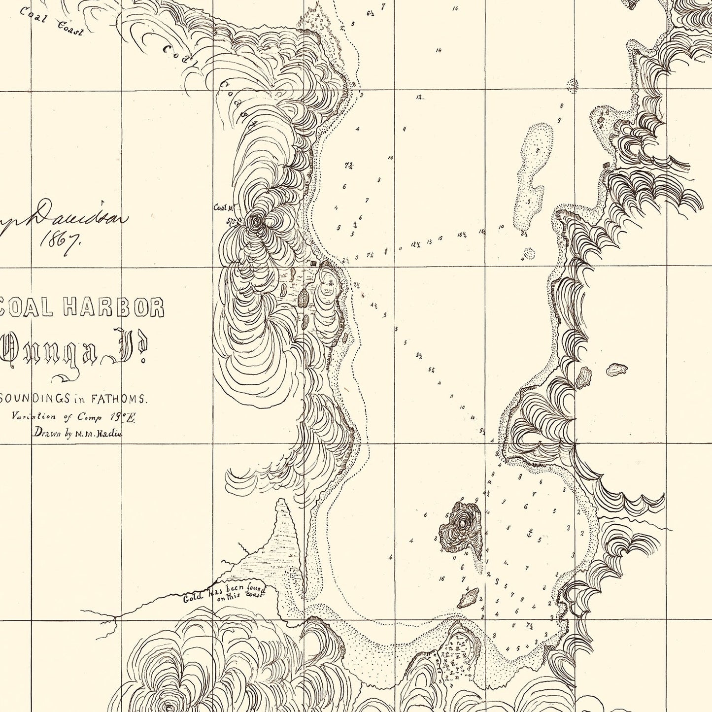 Vintage Coal Harbor Map, 1867