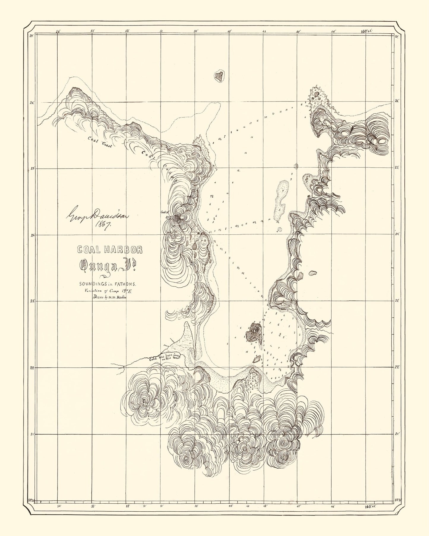 Vintage Coal Harbor Map, 1867