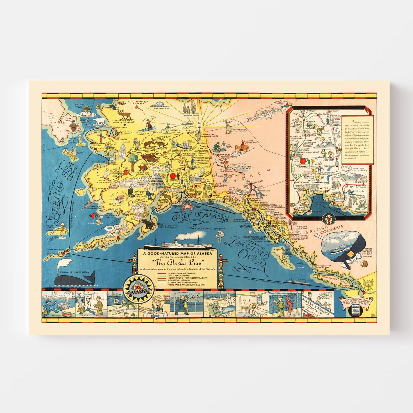 Vintage Map of Alaska, 1934