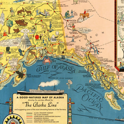 Vintage Map of Alaska, 1934