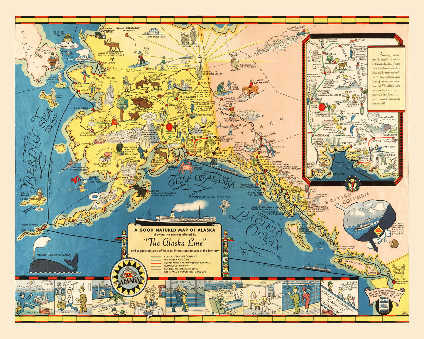 Vintage Map of Alaska, 1934