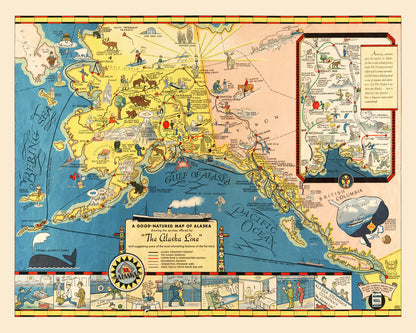 Vintage Map of Alaska, 1934