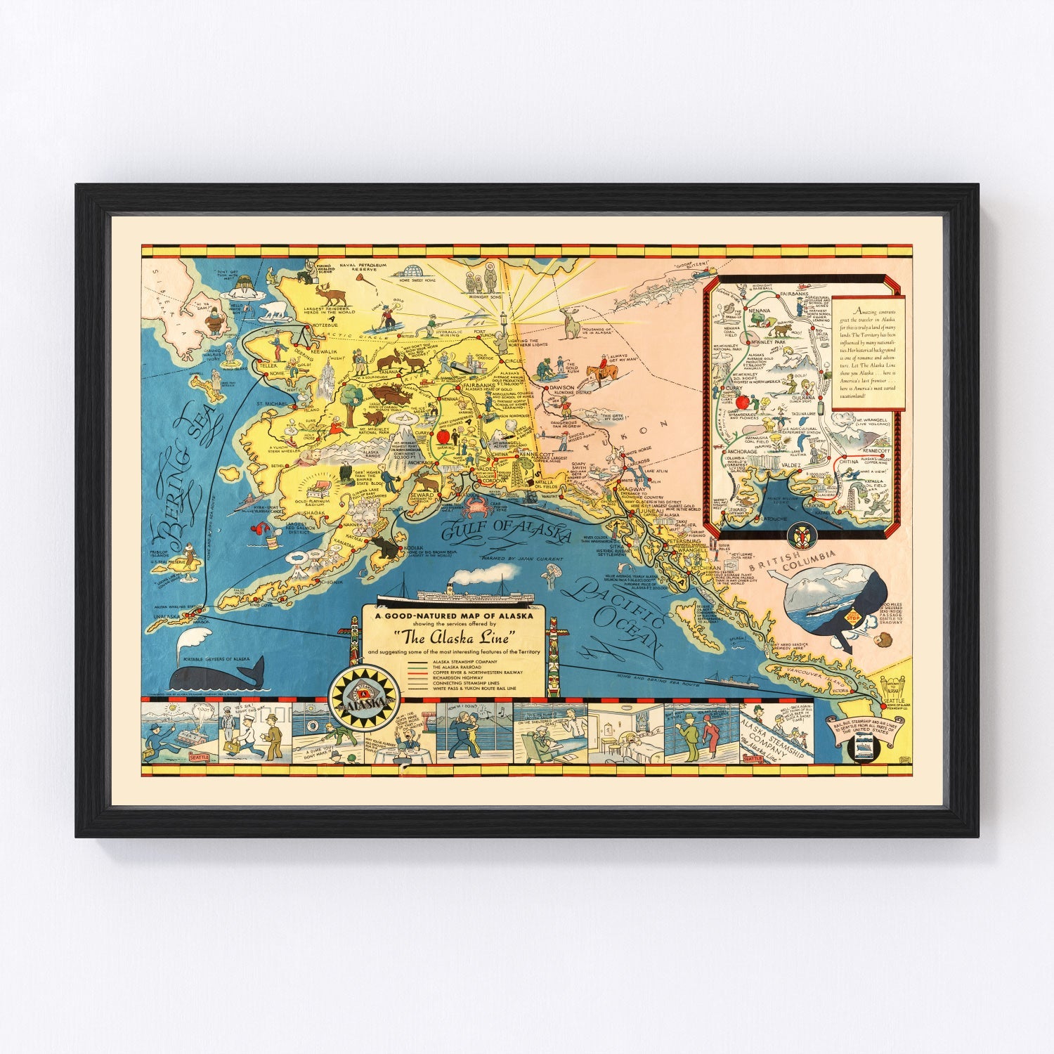 Vintage map of Alaska, 1934 - restored print