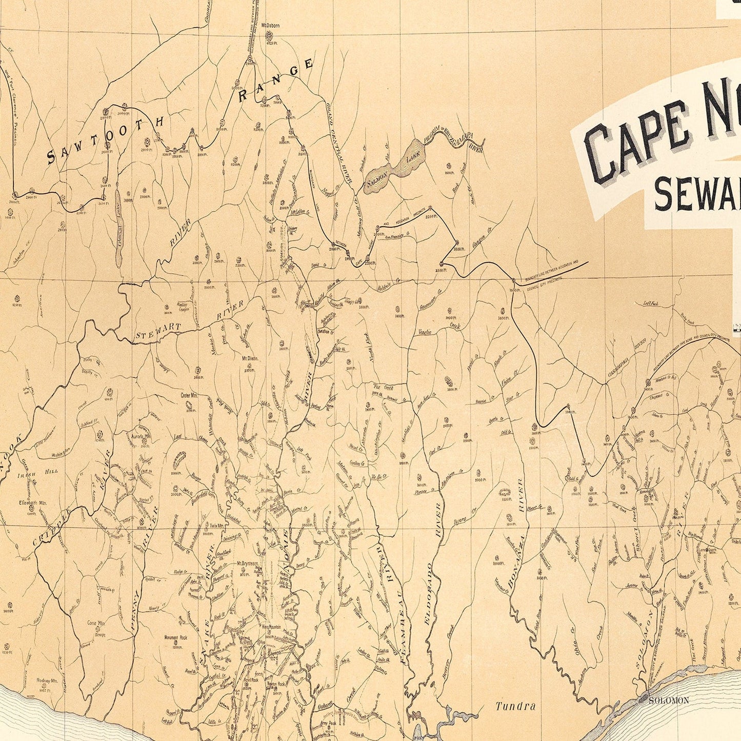 Vintage Cape Nome, Alaska Map, 1904