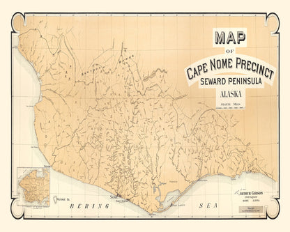 Vintage Cape Nome, Alaska Map, 1904