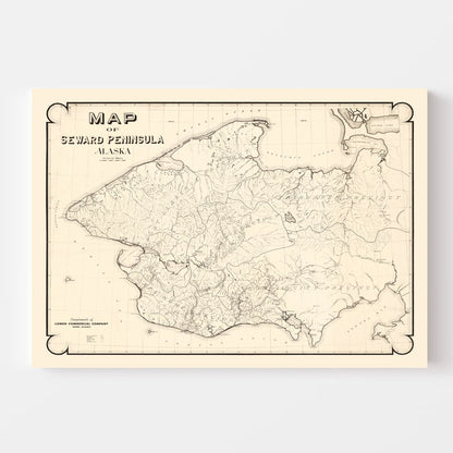 Vintage Seward Peninsula Alaska Map, 1900