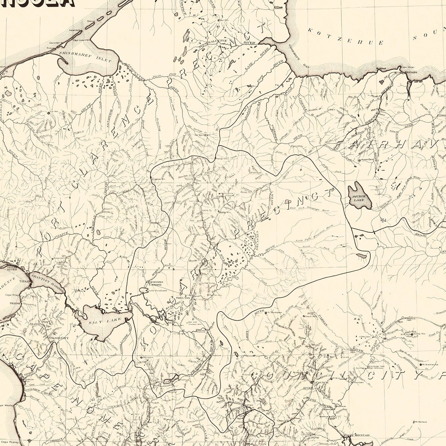 Vintage Seward Peninsula Alaska Map, 1900
