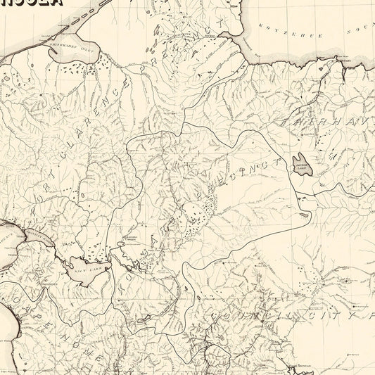 Vintage Seward Peninsula Alaska Map, 1900
