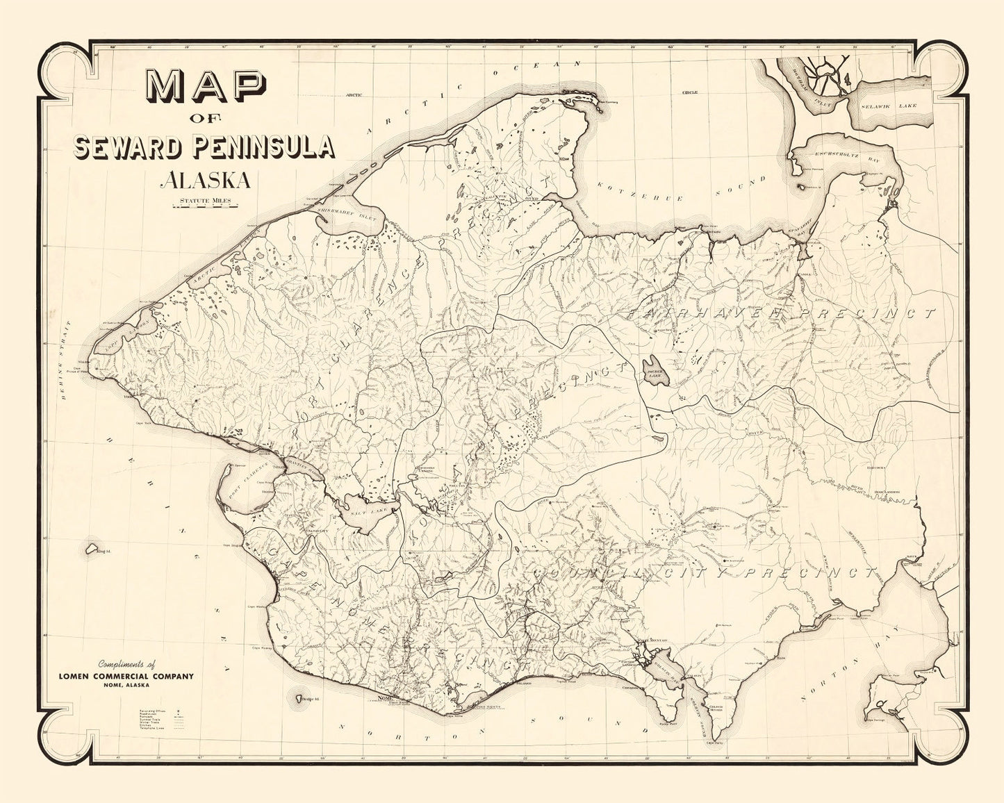 Vintage Seward Peninsula Alaska Map, 1900