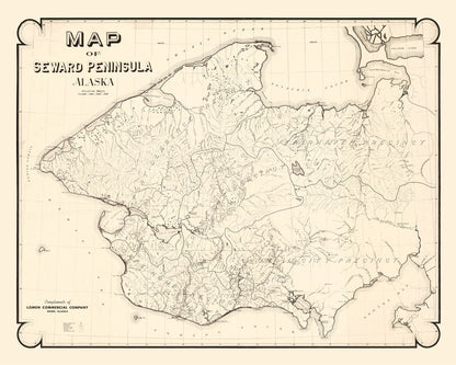 Vintage Seward Peninsula Alaska Map, 1900