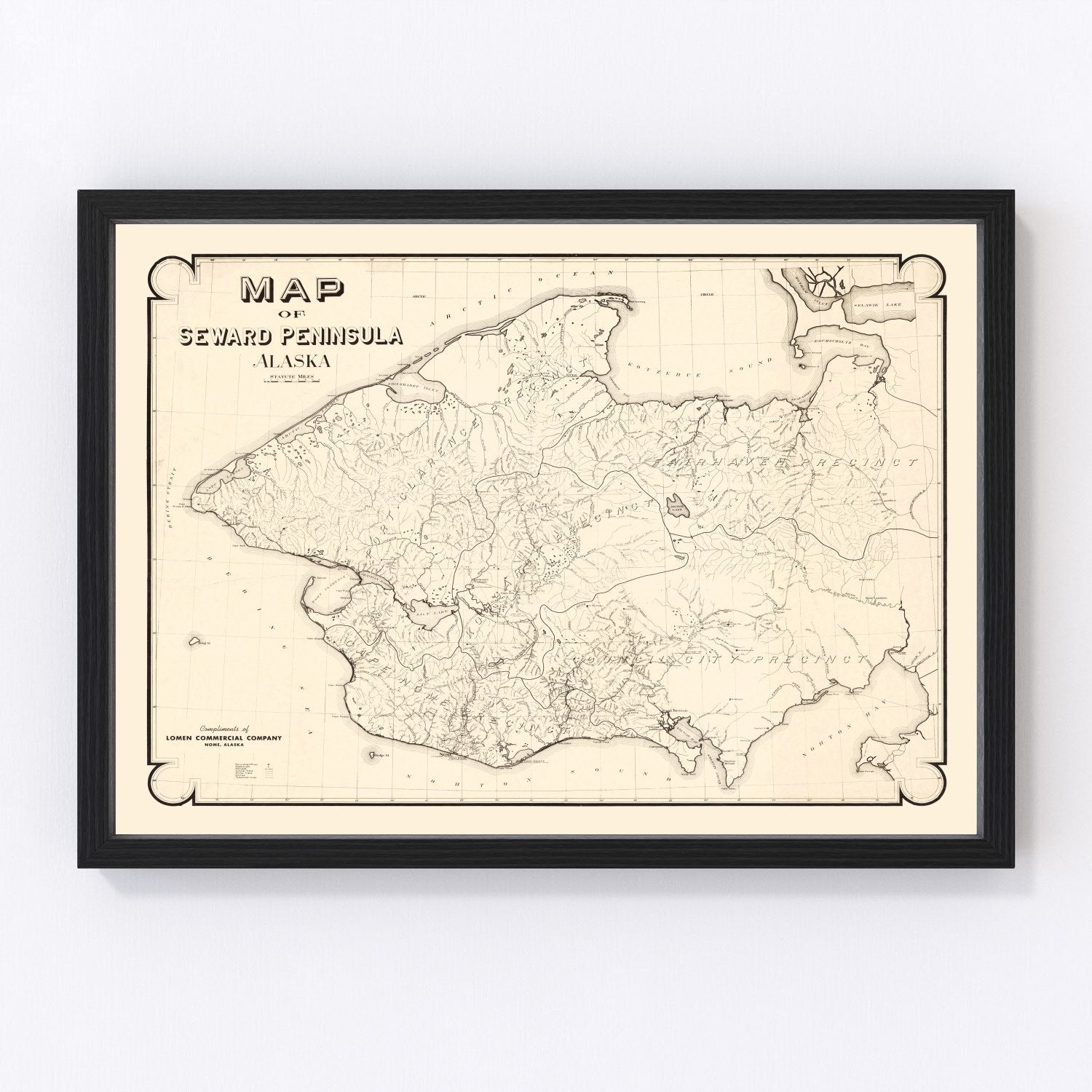 Vintage 1900 map of Seward Peninsula Alaska from Nome Gold Rush era, restored cartographic print