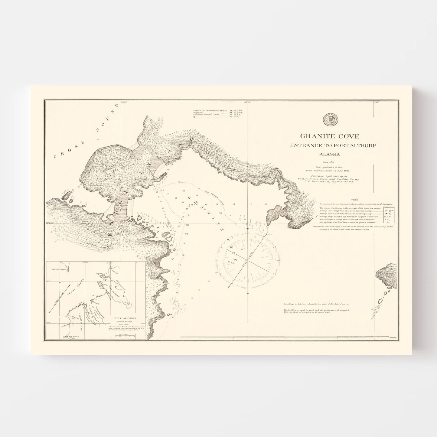 Vintage Granit Cove, Port Althorp, AK Map, 1894