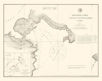 Vintage Granit Cove, Port Althorp, AK Map, 1894
