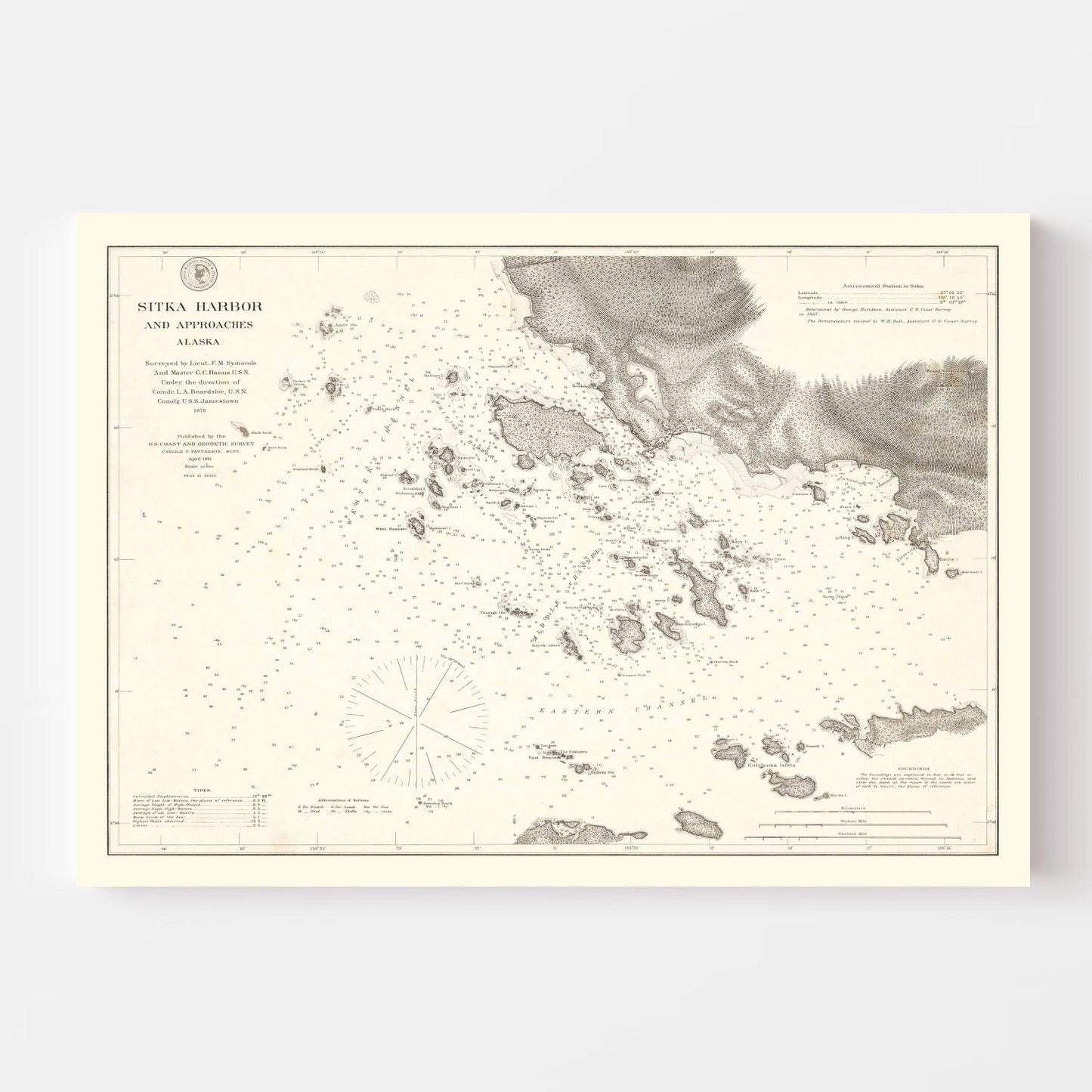 Vintage Map of Sitka Harbor, Alaska, 1881