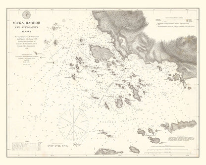 Vintage Map of Sitka Harbor, Alaska, 1881