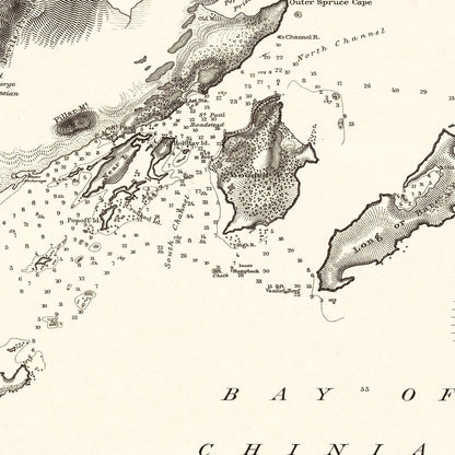 Vintage Map of Saint Paul Harbor, Kodiak Island, Alaska, 1881