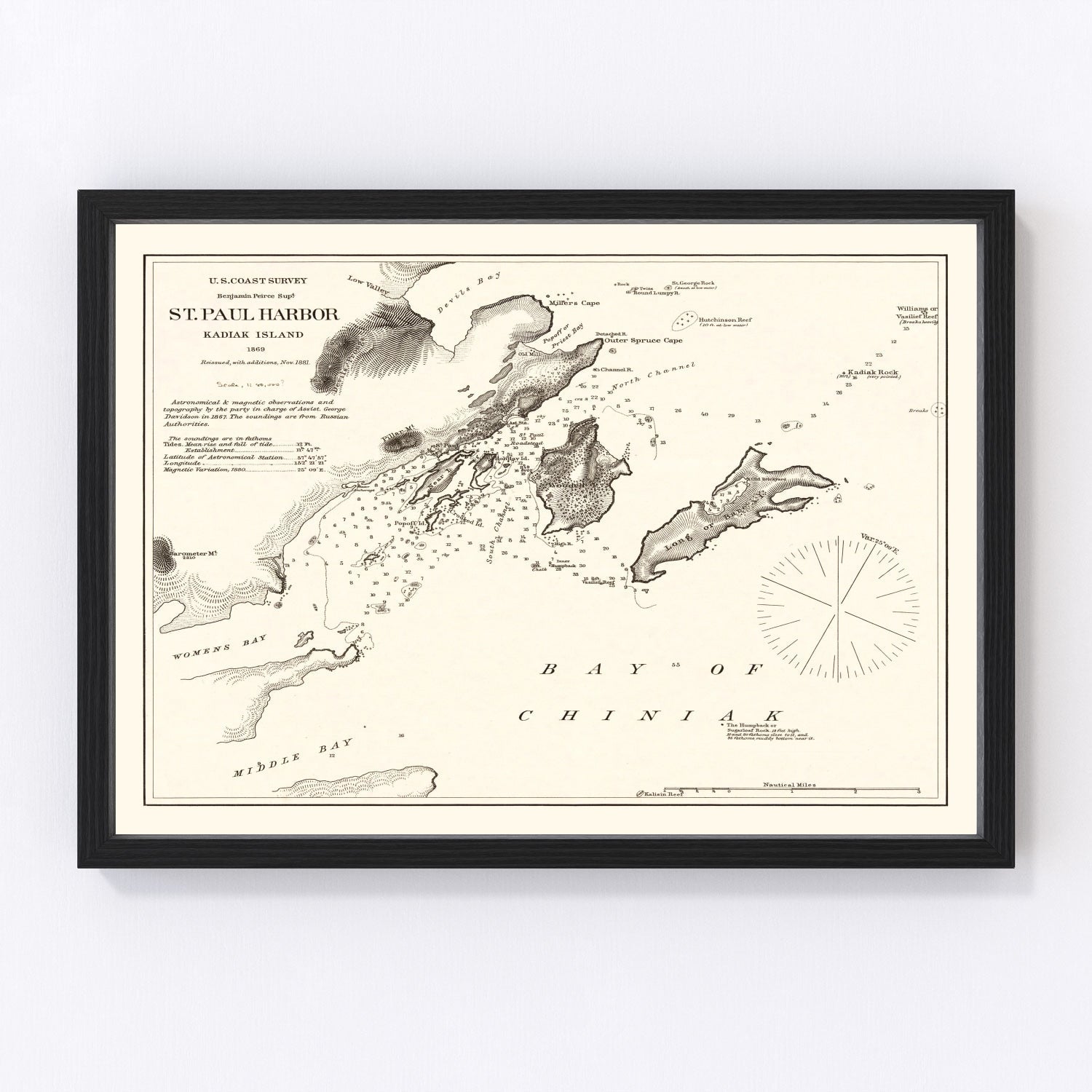 vintage map of Saint Paul Harbor, Kodiak Island, Alaska, 1881