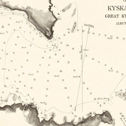 Vintage Kyska Harbor, Alaska Map, 1875