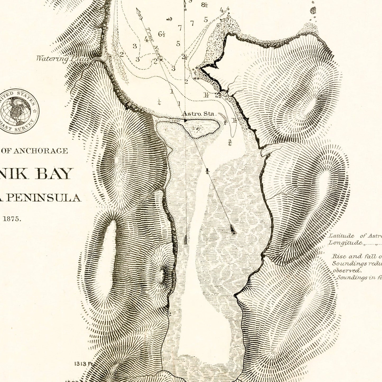Vintage Map of Anchorage, Alaska, 1875