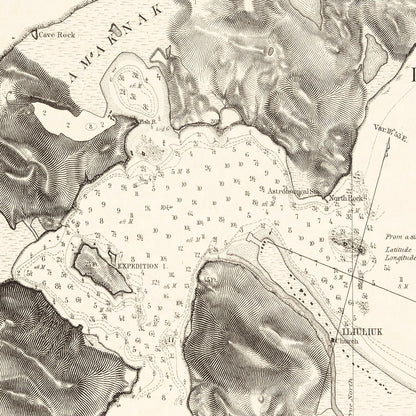 Vintage Iliuliuk Harbor, Unalaska Map, 1875