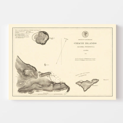 Vintage Map of Anchorage, Alaska, 1875