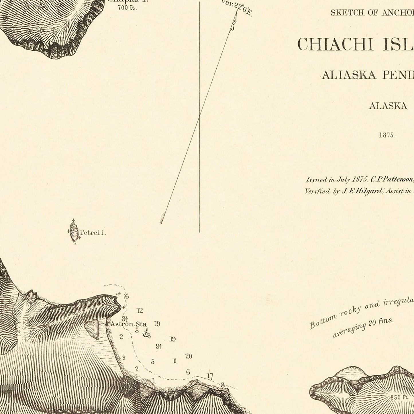 Vintage Map of Anchorage, Alaska, 1875