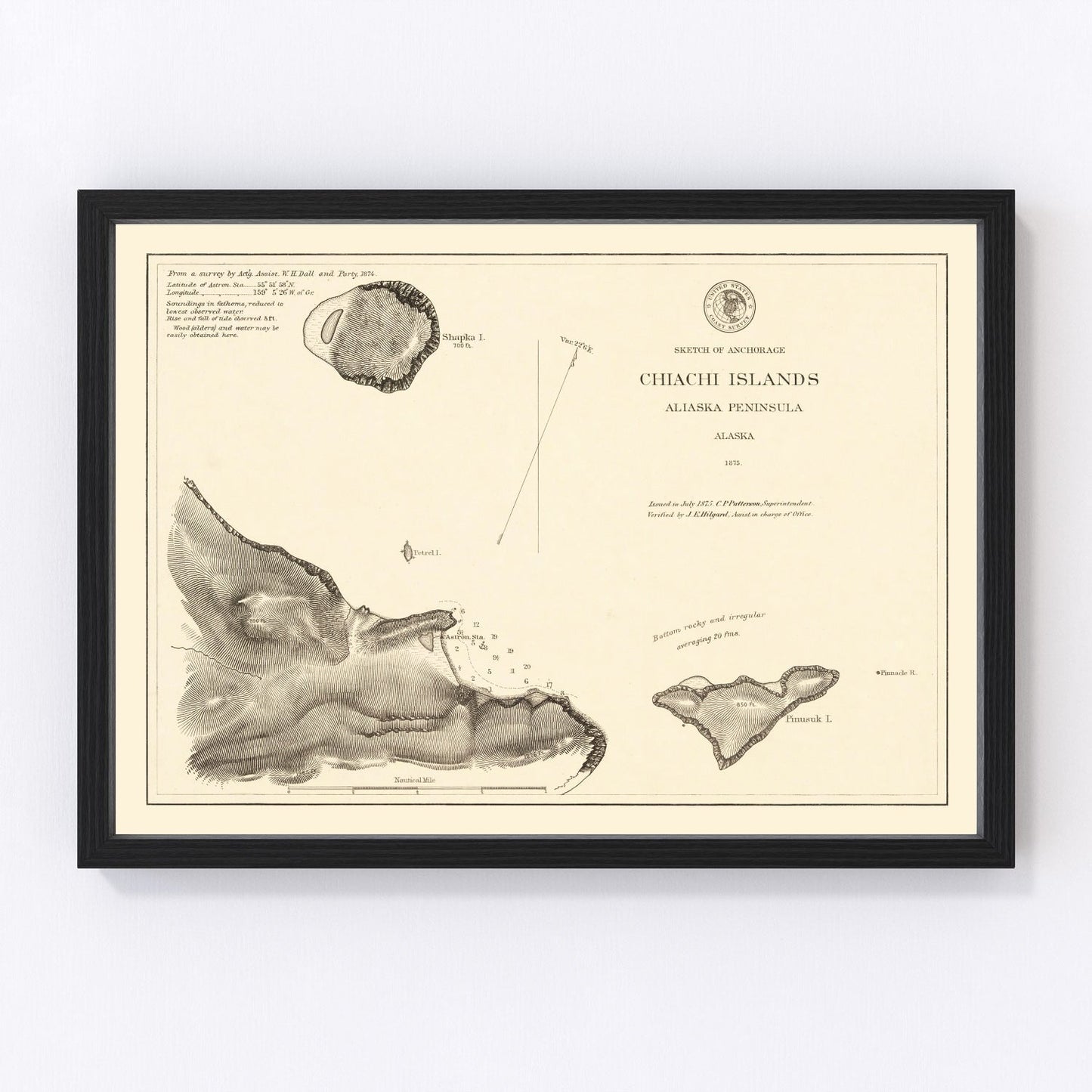 Vintage map of Anchorage, Alaska, 1875 - restored 19th-century Last Frontier survey