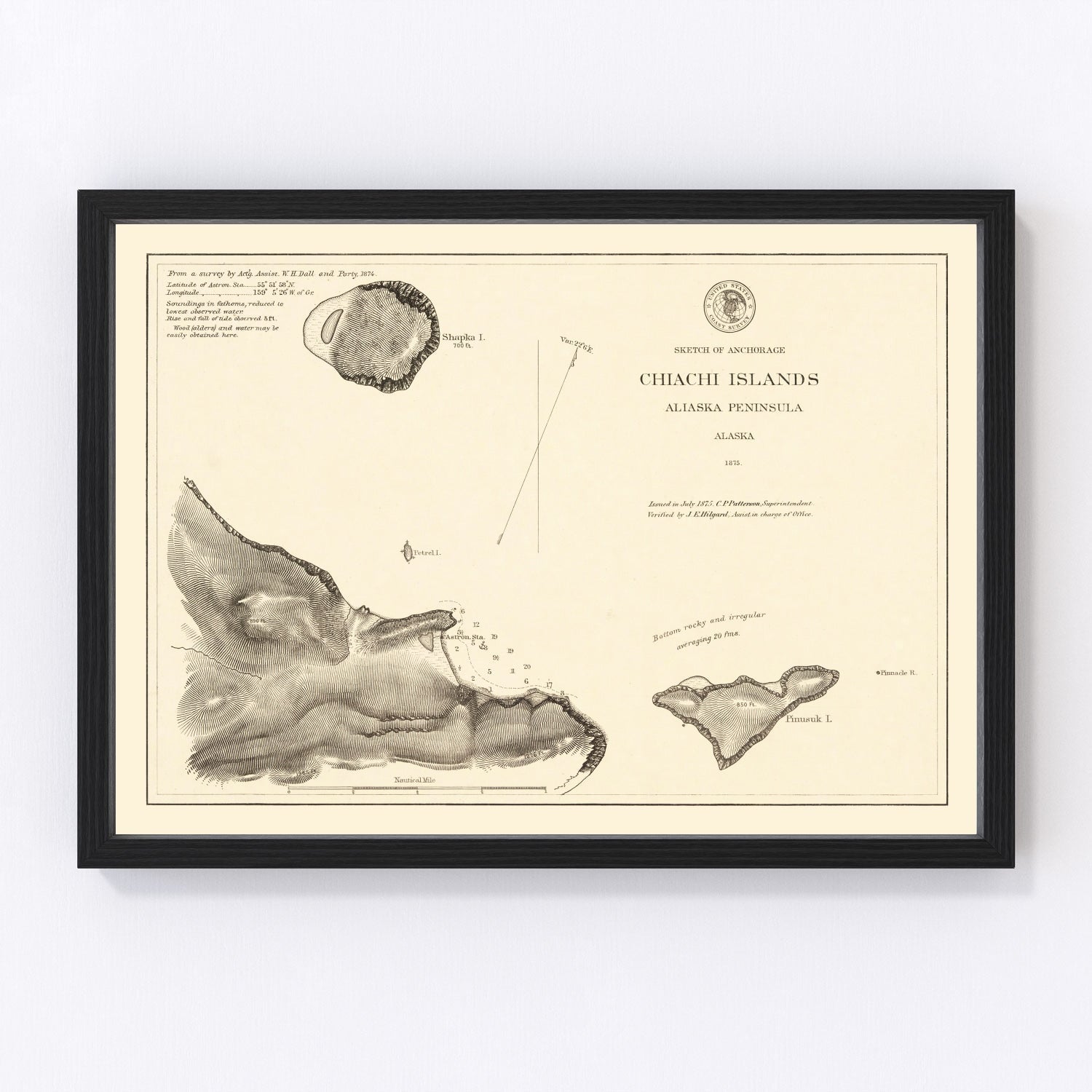Vintage map of Anchorage, Alaska, 1875 - restored 19th-century Last Frontier survey